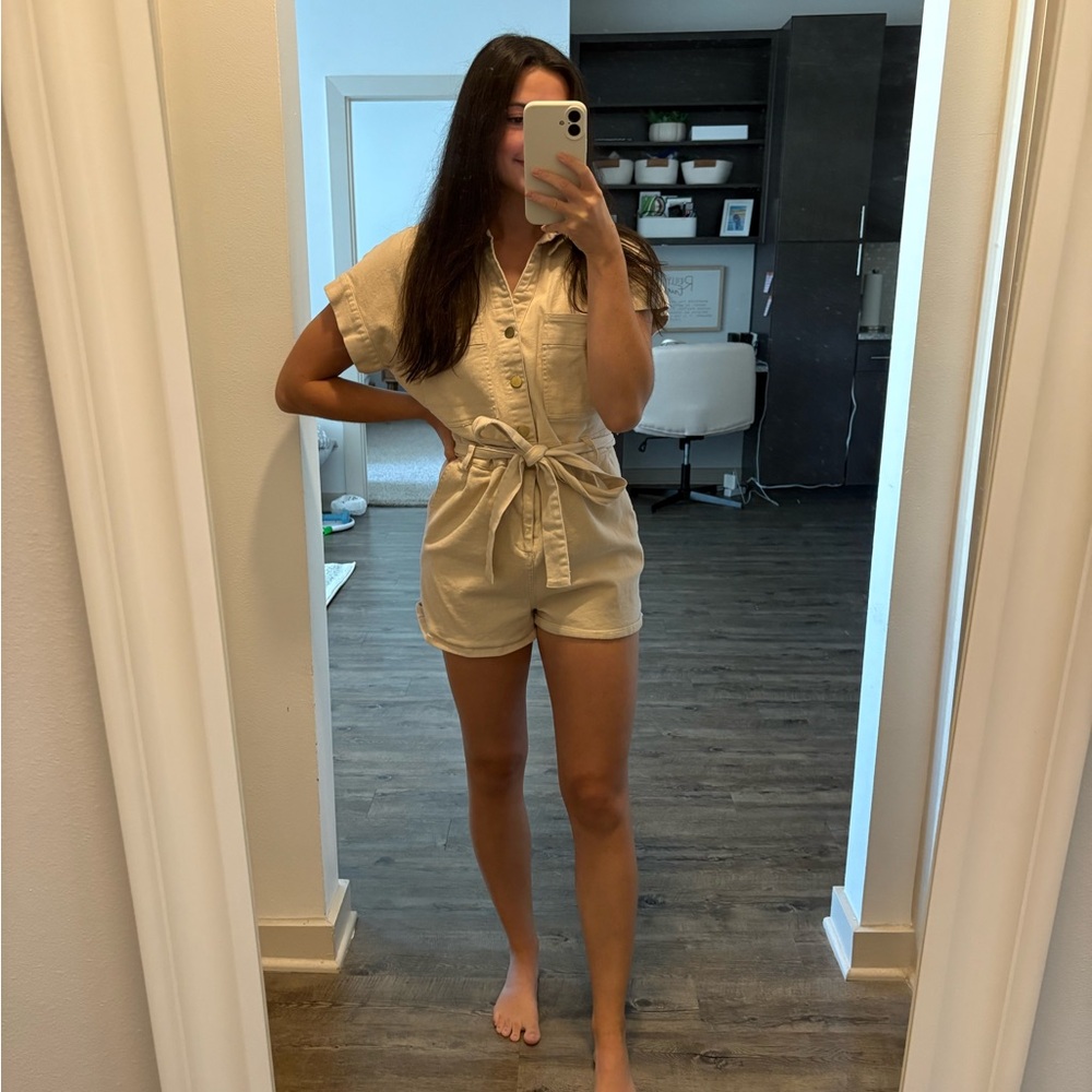 Lulus tan denim romper